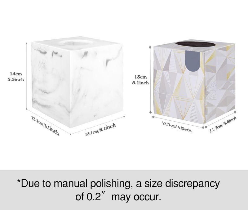 Luxspire Resin Paper Tissue Box Cover Holder, Square Facial Tissue Case, Pumping Paper Roll Toilet Paper Holder Napkin Dispenser for Office Bedroom Car Bathroom Vanity Accessories Decor, Marble White - Image 5